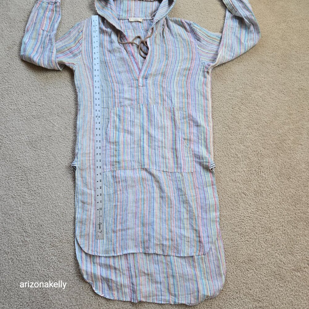 NWOT The Salting Linen Hoodie Tunic Coverup 0 Colorful Stripe Unisex - Picture 9 of 11